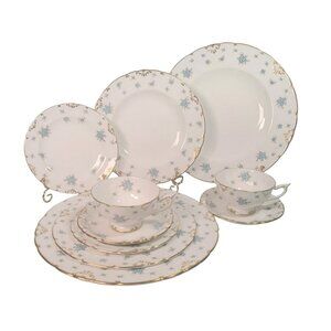 Royal Crown Derby A1216 “Kensington” 10-Piece Service for 2 • 1959 Forget me Not